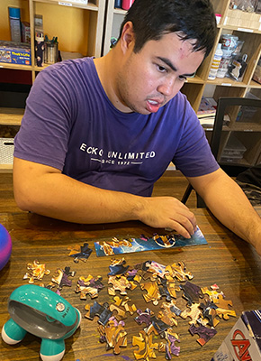 NDIS Provider doing puzzle activities